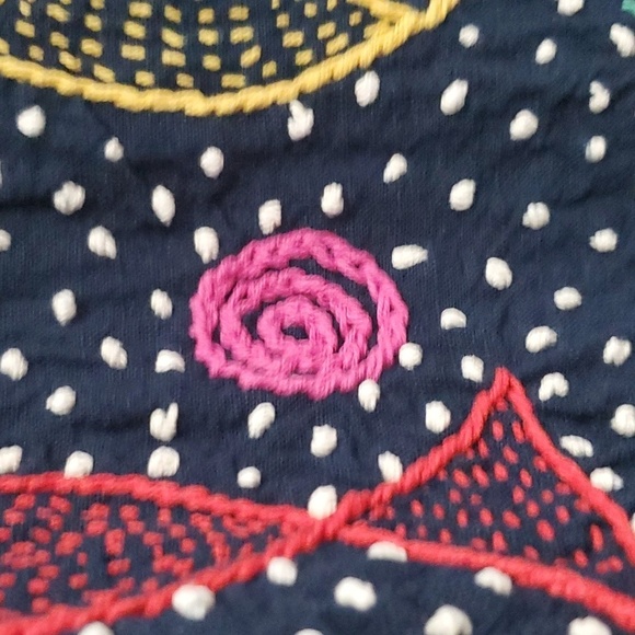 Embroidered Fish Cropped light weight Summer Navy Pants size Small - Picture 9 of 10